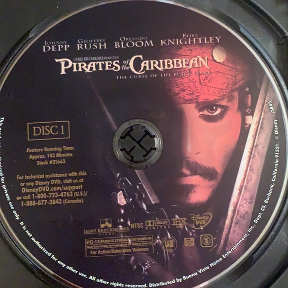 Mint Conditioned Pirates of the Caribbean DVD - Picture 5 of 7